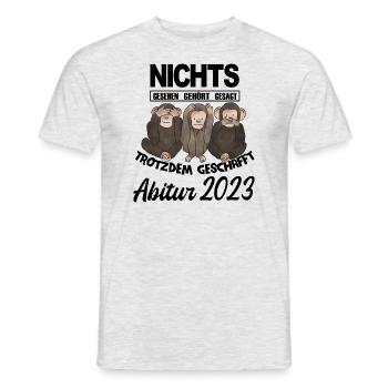 Affen Abitur 2023 nichts gesehen Geschenkidee - Männer T-Shirt - Grau meliert - Vorne - AI Model Male 178 dark (178cm)