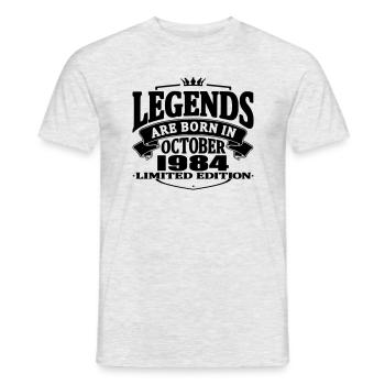 Die Legenden sind im Oktober 1984 geboren - Männer T-Shirt - Grau meliert - Vorne - AI Model Male 178 dark (178cm)