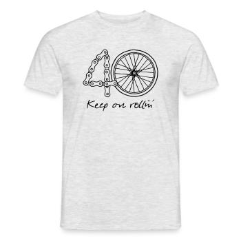 40 - keep on rollin' - Men's T-Shirt - heather grey - Front - AI Model Male 178 dark (178cm)