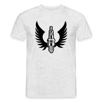 Bougie d'allumage avec moteur d'ailes mécanicien de sport automobile - T-shirt homme - gris chiné - Devant - AI Model Male 178 dark (178cm)