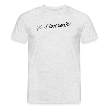 P.S. I LOVE YOU! - Men's T-Shirt - heather grey - Front - AI Model Male 178 dark (178cm)