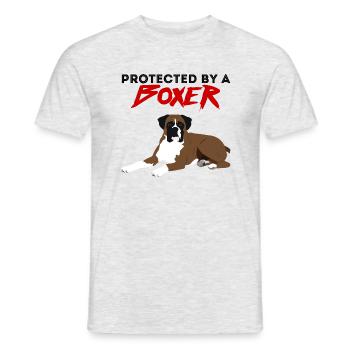 Hund / Boxer: Protected By A Boxer - Männer T-Shirt - Grau meliert - Vorne - AI Model Male 178 dark (178cm)