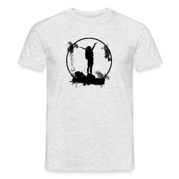Wandern macht glücklich! Weiß - Männer T-Shirt - Grau meliert - Vorne - AI Model Male 178 dark (178cm)