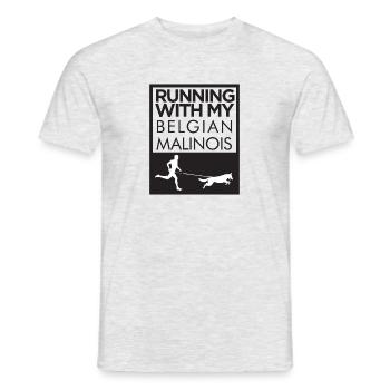 Maillot de course malinois - T-shirt homme - gris chiné - Devant - AI Model Male 178 dark (178cm)