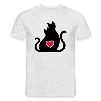 Cats in love / Cats in love / - Men's T-Shirt - heather grey - Front - AI Model Male 178 dark (178cm)