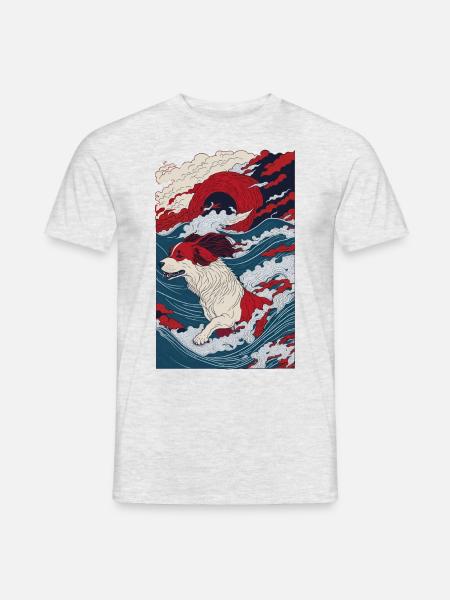 Japanisches Design für Hundefreunde - Männer T-Shirt - Grau meliert