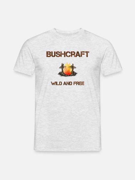 Bushcraft wild and free - Männer T-Shirt - Grau meliert