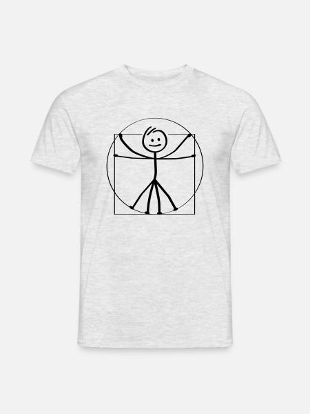 Vitruvius and Vitruviusman. Leonardo da Vinci. - Men's T-Shirt - heather grey