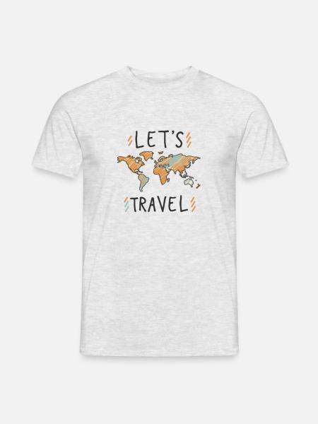 Weltkarte Let's Travel - Männer T-Shirt - Grau meliert