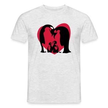 Penguin Family / Pinguin Familie - Männer T-Shirt - Grau meliert - Vorne - AI Model Male 178 dark (178cm)