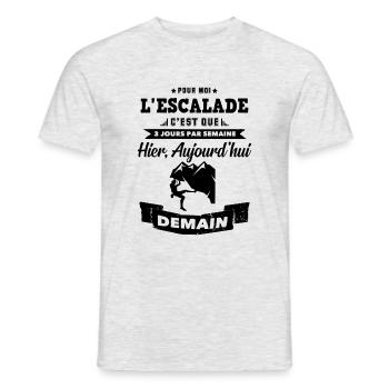 L'escalade 3 jours par semaine - T-shirt homme - gris chiné - Devant - AI Model Male 178 dark (178cm)