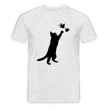 cat kitten playing cat cute cat baby cat - Men's T-Shirt - heather grey - Front - AI Model Male 178 dark (178cm)