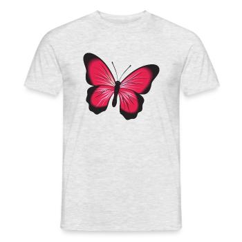 Roter Rosa Schmetterling Geschenk Idee - Männer T-Shirt - Grau meliert - Vorne - AI Model Male 178 dark (178cm)