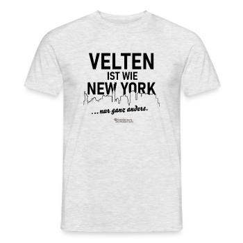 Velten ist wie New York - Männer T-Shirt - Grau meliert - Vorne - AI Model Male 178 dark (178cm)