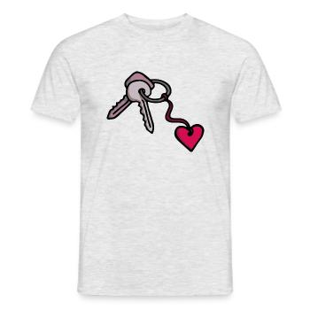 Double clé avec porte-clés de chaîne cardiaque - T-shirt homme - gris chiné - Devant - AI Model Male 178 dark (178cm)