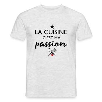 La Cuisine c'est ma Passion - Cadeau Humour - T-shirt homme - gris chiné - Devant - AI Model Male 178 dark (178cm)