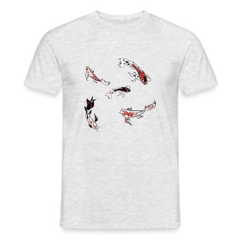carpes koi - T-shirt homme - gris chiné - Devant - AI Model Male 178 dark (178cm)