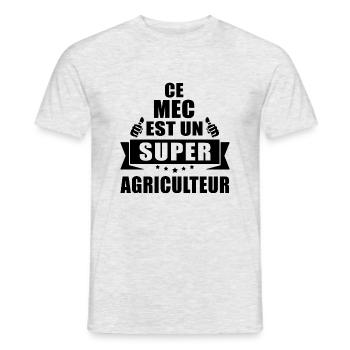 super agriculteur / humour agriculteur - T-shirt homme - gris chiné - Devant - AI Model Male 178 dark (178cm)