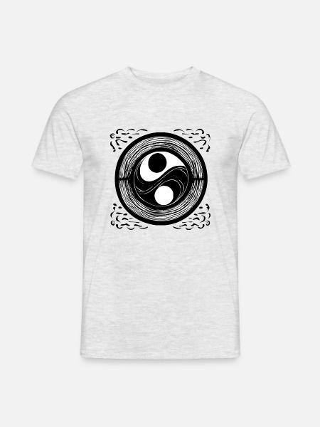 Yin Yang Tegn Symbol Fred glad 6 - Mænd T-shirt - grå meleret