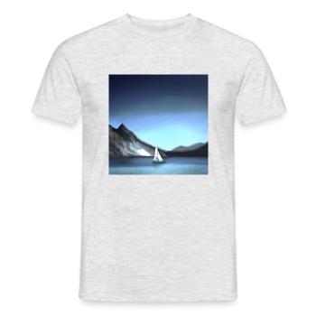 Schiff Segelt auf einem kleinen See - Männer T-Shirt - Grau meliert - Vorne - AI Model Male 178 dark (178cm)