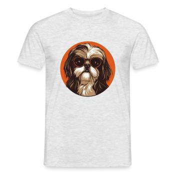 Shih Tzu with sunglasses, lion dog, Pekingese, Ch - Men's T-Shirt - heather grey - Front - AI Model Male 178 dark (178cm)