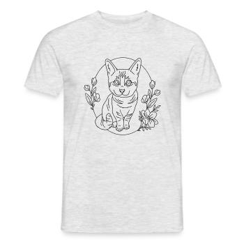 couronne de fleurs de chat - T-shirt homme - gris chiné - Devant - AI Model Male 178 dark (178cm)