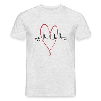 genieße die kleinen Dinge im Leben, Herz, Spruch - Männer T-Shirt - Grau meliert - Vorne - AI Model Male 178 dark (178cm)