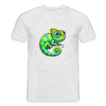 chamäleon cartoon tier - Männer T-Shirt - Grau meliert - Vorne - AI Model Male 178 dark (178cm)