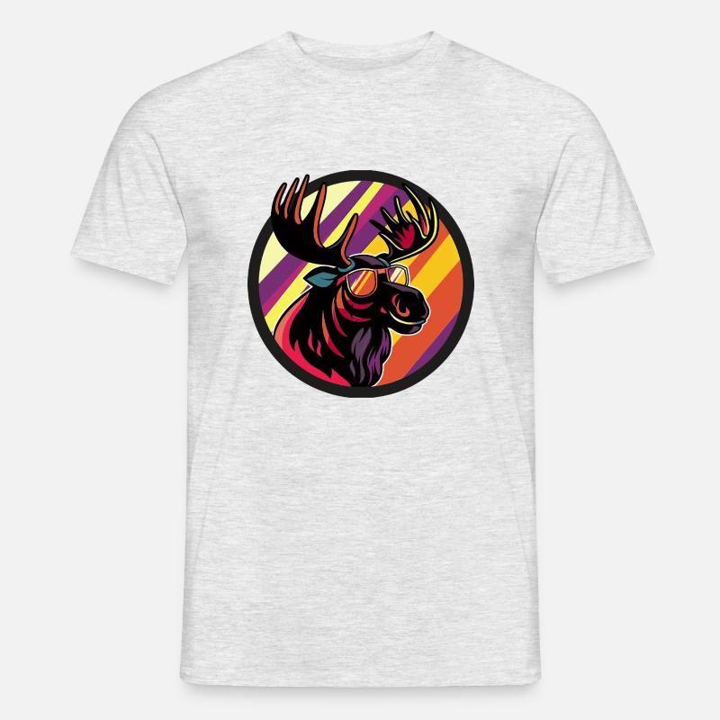Elch Comic Cool - Männer T-Shirt - Grau meliert