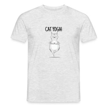 Yoga Katze! - Männer T-Shirt - Grau meliert - Vorne - AI Model Male 178 dark (178cm)