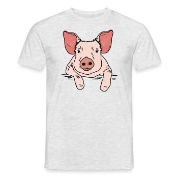Pig head - Men's T-Shirt - heather grey - Front - AI Model Male 178 dark (178cm)