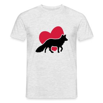 Herz Fuchs - Heart Fox - coeur renard - Männer T-Shirt - Grau meliert - Vorne - AI Model Male 178 dark (178cm)