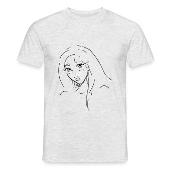 Drawing of young woman - Men's T-Shirt - heather grey - Front - AI Model Male 178 dark (178cm)