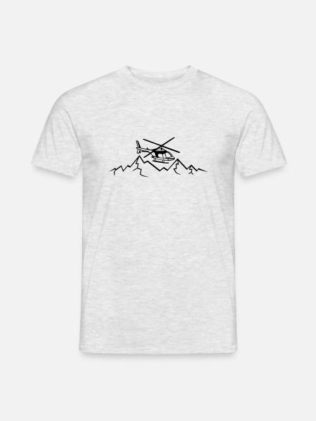 Berge Rettungsflieger Notruf - Männer T-Shirt - Grau meliert