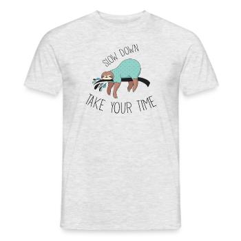 Slow Down - Take your Time. Sloths chilling ... - Men's T-Shirt - heather grey - Front - AI Model Male 178 dark (178cm)