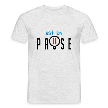 citation ajouter texte pause bouton humour famille - T-shirt homme - gris chiné - Devant - AI Model Male 178 dark (178cm)
