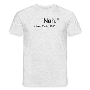"Close." PINK PARKS Quote 1955 - Men's T-Shirt - heather grey - Front - AI Model Male 178 dark (178cm)