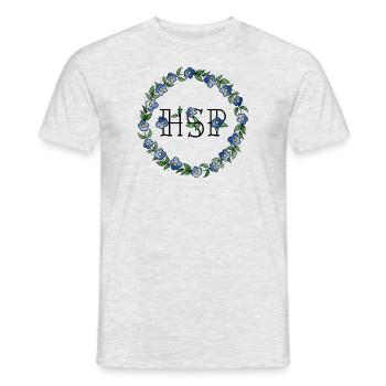 HSP - hoch sensible Person Vergissmeinnicht Rahmen - Männer T-Shirt - Grau meliert - Vorne - AI Model Male 178 dark (178cm)