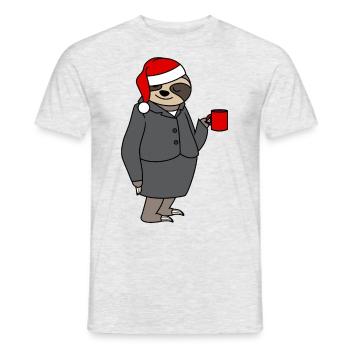 Sloth Woman Bureau Chapeau de Noël Père Noël - T-shirt homme - gris chiné - Devant - AI Model Male 178 dark (178cm)