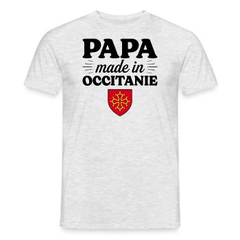 Papa Made In Occitanie - Homme Papa Occitan - T-shirt homme - gris chiné - Devant - AI Model Male 178 dark (178cm)