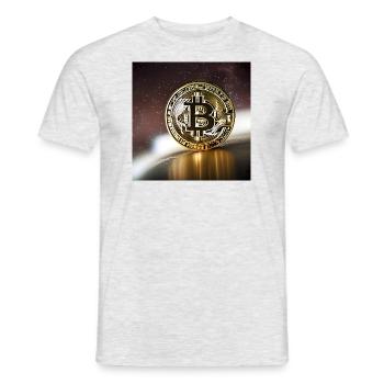 Bitcoin, Lune et étoiles - T-shirt homme - gris chiné - Devant - AI Model Male 178 dark (178cm)