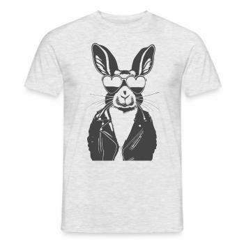 cooler hase lässig lederjacke - Männer T-Shirt - Grau meliert - Vorne - AI Model Male 178 dark (178cm)