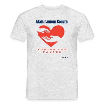 Aber die Liebe deckt alle Fehler zu - Männer T-Shirt - Grau meliert - Vorne - AI Model Male 178 dark (178cm)