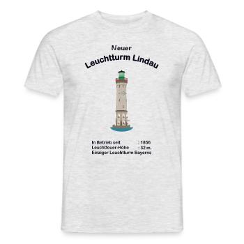 Neuer Leuchtturm Lindau, Bodensee, Zeichnung - Männer T-Shirt - Grau meliert - Vorne - AI Model Male 178 dark (178cm)