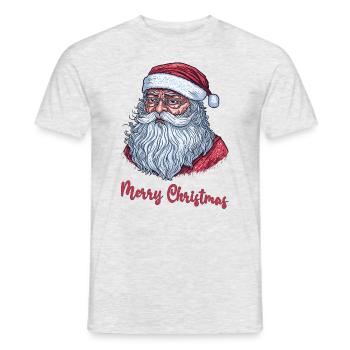 Merry Christmas - Weihnachtsmann Illustration - Männer T-Shirt - Grau meliert - Vorne - AI Model Male 178 dark (178cm)