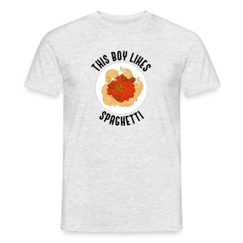 Junge mag Spaghetti Pasta Lustiges Sprichwort - Männer T-Shirt - Grau meliert - Vorne - AI Model Male 178 dark (178cm)
