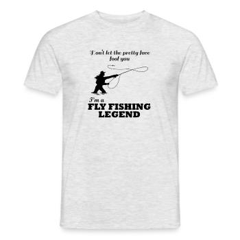 Ironic Quote Fly Fishing Girl Fisherwoman - Men's T-Shirt - heather grey - Front - AI Model Male 178 dark (178cm)