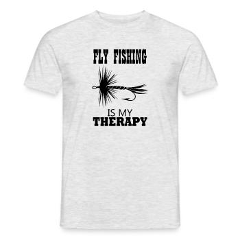 Pêche à la mouche en tant que truite thérapeutique - T-shirt homme - gris chiné - Devant - AI Model Male 178 dark (178cm)