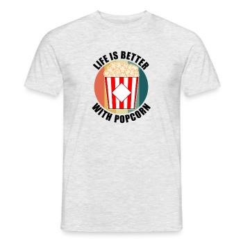 La vie avec Popcorn Ironic Quote Films - T-shirt homme - gris chiné - Devant - AI Model Male 178 dark (178cm)