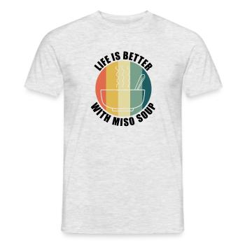 La vie avec la soupe miso Le chef japonais Ramen - T-shirt homme - gris chiné - Devant - AI Model Male 178 dark (178cm)